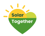 Logo showing heart in green and yellow with the text "Solar Together"