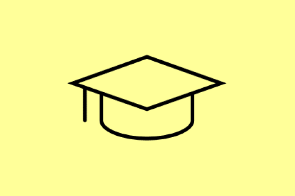 pale yellow background with grey mortar board icon