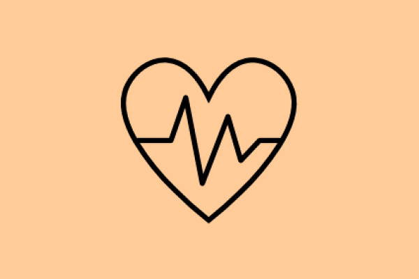 peach colour with grey heart icon