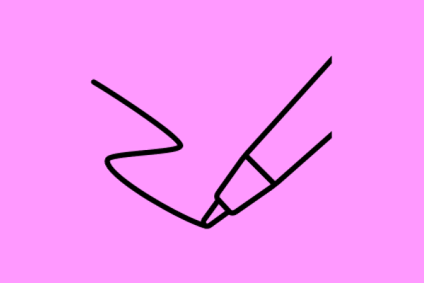 pink background with grey pen icon