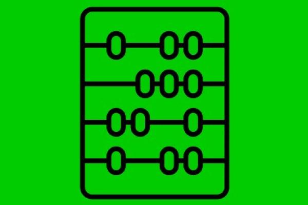 black abacus icon on a green background