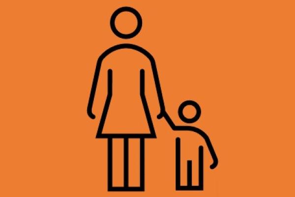 parent and child icon on an orange background