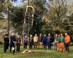 A photo of dignitaries, council officers and Glendale contractors at a planting of an oak tree in memory of Her Majesty Queen Elizabeth II at Ashcombe Park in Weston-super-Mare
