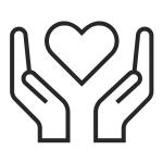 Hands with a heart logo