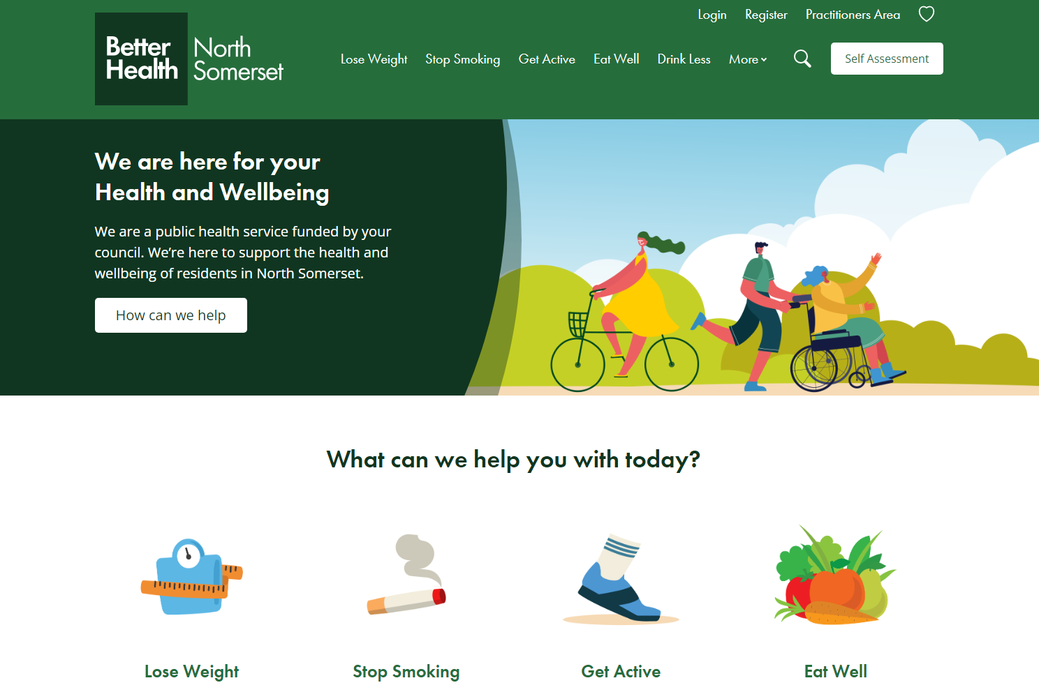 Screenshot of Better Health North Somerset website landing page