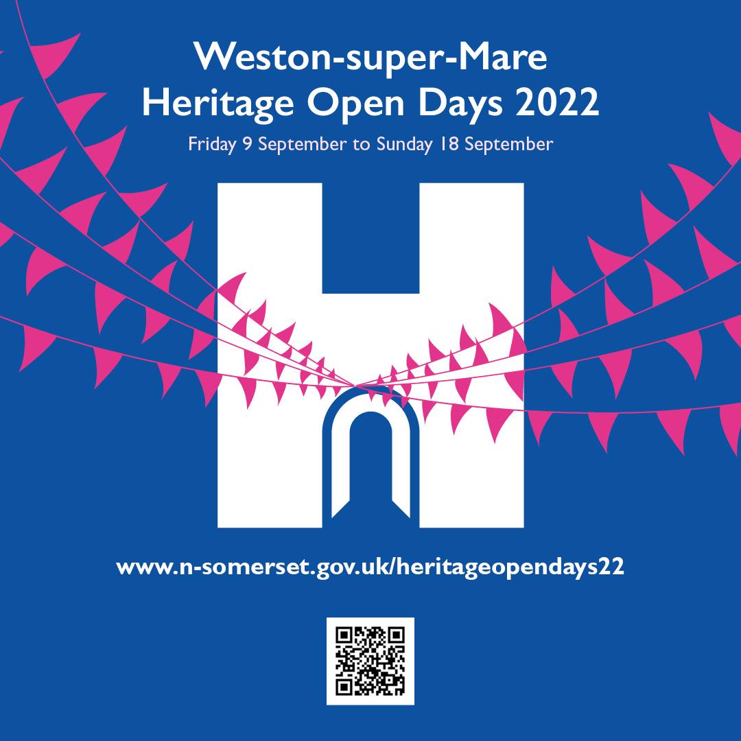 An image containing a QR code and website address to take people to the Heritage Open Days 2022 electronic brochure.
