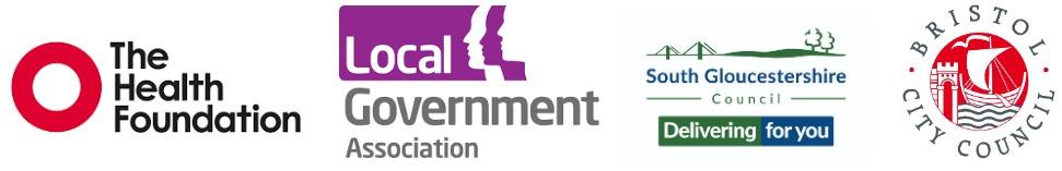 A banner image showing the logos for four participants in the SPHL projects - The Health Foundation, Local Government Association, South Gloucestershire Council and Bristol City Council