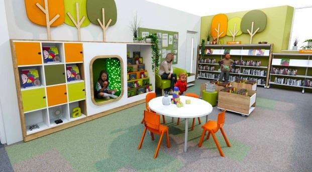 A computer generated image of what the children's section of Yatton Library may look like when finished.