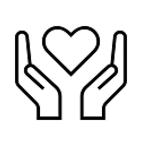 Hands with a heart logo